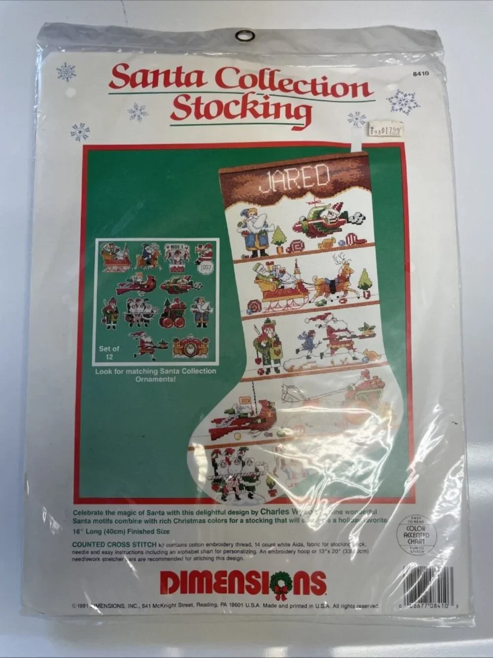 Vtg 1991 Santa Collection Stocking Christmas #8410 NOS Counted Cross Stitch Kit